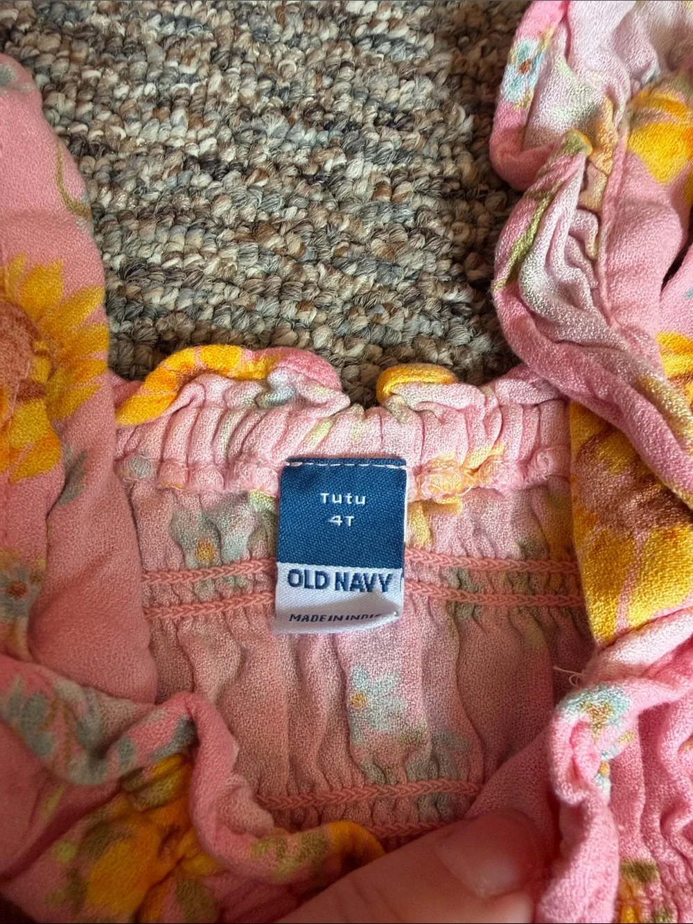 Old Navy Pink & Yellow Floral Smocked Tank Top and Tulle Skirt Set